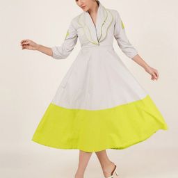 Kalaloom Women Floral Embroidered Fit & Flare Midi Dress-image-51