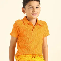 U.S. Polo Assn. Kids Boys Self Design Polo Collar Cotton T-shirt-29
