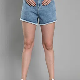 IZEL Women Washed Denim Shorts-image-44