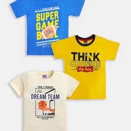 Here&Now X Game Begins Boys Assorted Pack Of 3 Typography Printed T-shirts-image-80