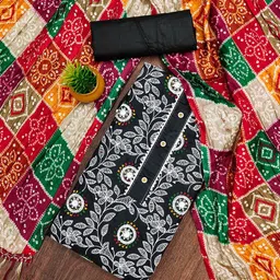 LeeliPeeri Designer Floral Embroidered Cotton Unstitched Dress Material-image-73