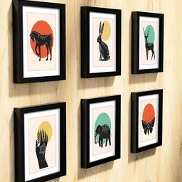 RANDOM Green & Yellow 5 to 7 Pieces MDF Wall Photo Frames-39