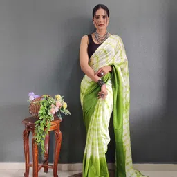 HERE&NOW Tie and Dye Satin Ready to Wear Jamdani Saree-image-38