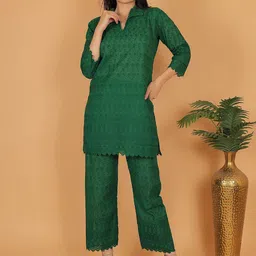 Trendzmy Floral Embroidered Shirt Collar Tunic With Trouser-picture-46