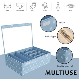 Kuber Industries Blue & White Set of 2 Printed Reusable Drawer Organisers image 2