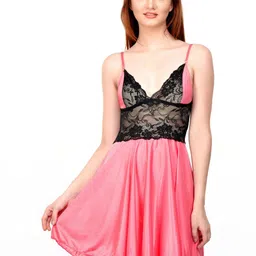 PHALIN Solid Satin Babydoll (Size- Free)-image-46