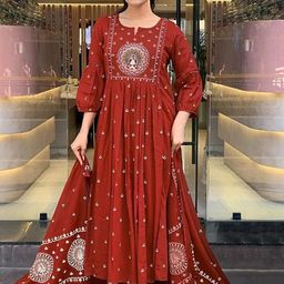 KALINI Women Ethnic Motifs Embroidered Anarkali Thread Work Kurta with Trousers & Dupatta-image-96
