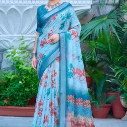 Sidhidata Floral Block Print Saree-picture-19