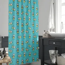 ArtzFolio Turquoise Blue & Yellow Printed Waterproof Shower Curtain-image-48