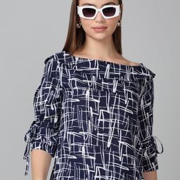SZN Geometric Print Slit Sleeve Top-image-35