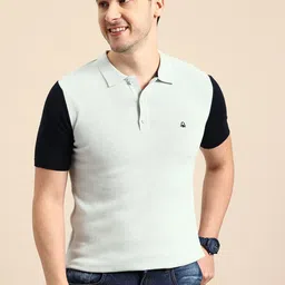 United Colors of Benetton Colourblocked Sleeves Polo Collar Pure Cotton Pullover-picture-19