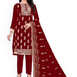 Maroosh Ethnic Motifs Embroidered Organza Unstitched Dress Material-image-74