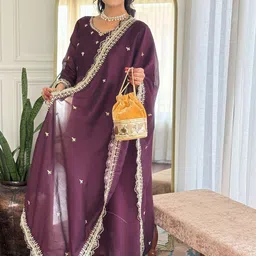 KALINI Women Ethnic Motifs Embroidered Empire Thread Work Kurta & Trousers & Dupatta-picture-53