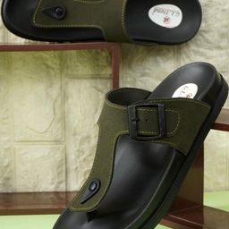 G L Trend Olive Leather Sandals-image-82