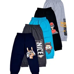 FAZZA Boys Pack Of 5 Printed Pure Cotton Mid-Rise Joggers-picture-11