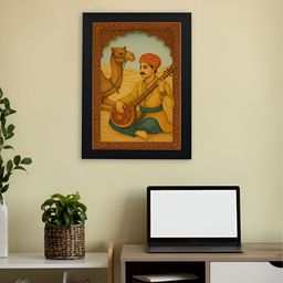 Giftii Black & Mustard Desert Melody Rajasthani Wooden Wall Art-image-96