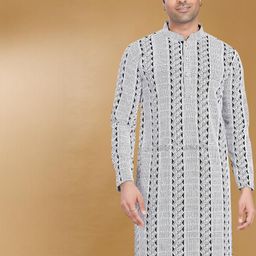Pulseiq Men Ethnic Motifs Embroidered Festive Straight Kurta-image-60