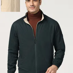 Blackberrys Men Mock Collar Solid Casual Bomber Reversible Jacket-picture-7