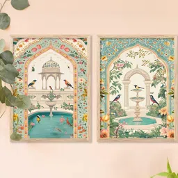 WALLLANE Multicoloured 2 Piece Wood Abstract Wall Paintings-16