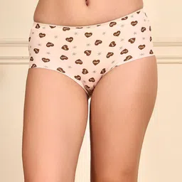Quttos PrettyCat Printed High Rise Hipster Brief -QT-PA-9021-BEG-S-49