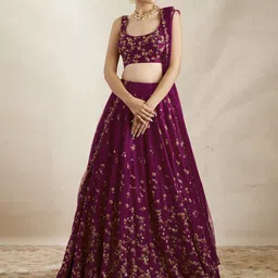 LADY SHOPI Embroidered Semi-Stitched Silk Lehenga & Unstitched Blouse With Dupatta-picture-19