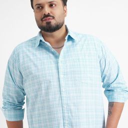 HIGHLANDER Men Plus Size Checked Spread Collar Cotton Casual Shirt-image-27