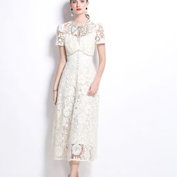 JC Collection Women Floral Self Design Round Neck Crochet Maxi Dress-picture-9
