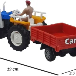 shree jee TRACTOR WITH TROLLY PULL BACK ACTION (MULTICOLOURS) PACK OF 1 image 4