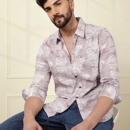 WROGN Men Comfort Slim Fit Opaque Printed Casual Shirt-image-23
