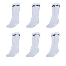 MUKHAKSH Kids 6 Pairs White Socks Black Strip Socks-image-109