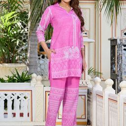 VIBE VISION Printed Top With Trousers Co-Ords-image-99