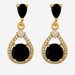 Kushal's Fashion Jewellery Gold-Plated Party Zircon Teardrop Shaped Drop Earrings-picture-33