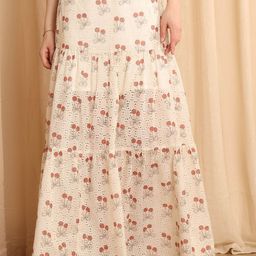 NEUDIS Printed Pure Cotton Tiered Maxi Skirt-image-46