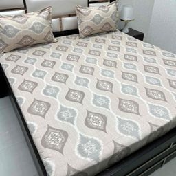 Pure Decor Brown & White Ethnic Motifs Queen Bedsheet with 2 Pillow Covers-picture-37