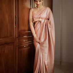 INDIOTSAV Woven Design Zari Silk Blend Banarasi Saree-picture-31
