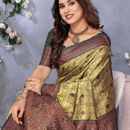 pikham Ethnic Motifs Embellished Zari Banarasi Saree-picture-28