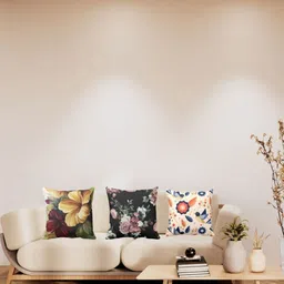THEYAYACAFE 3 Pieces Black & Mustard Floral Velvet Square Cushion Covers-image-66