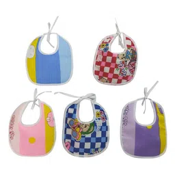 BAESD Infants Pack Of 5 Assorted Printed Pure Cotton Bibs-0