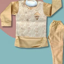 Qutie Ninja Boy's Beige Sherwani With Pyjamas-40