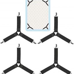 Bed Sheet Holder Straps | Adjustable Bed Sheet Fastener and 3 Way Mattress Cover Holder Fasteners | The Triangle Bed Sheet Keeper with Heavy Duty Grippers Clips Black Triangle (4pc/Set) Polyester Cloth Clips (Black Pack of 4) Stainless Steel Cloth Clips-image-16