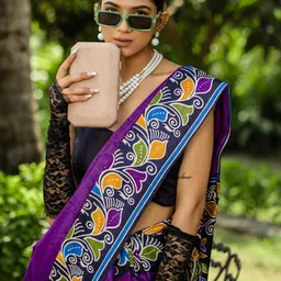 Anouk Rustic Ethnic Motifs Block Print Saree image 5