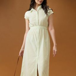 Globus Women Striped Print Shirt Midi Dress-image-77