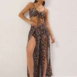 Trendyol Printed Shoulder Straps Top With Trousers Co-Ords-image-34