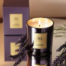Pure Home and Living Purple Lavender & Chamomile Scented Glass & Wax Jar Candle-5