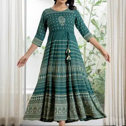 Juniper Ethnic Motifs Print Liva A-Line Maxi Dress-picture-47
