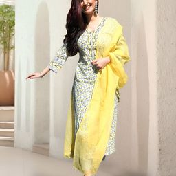 Anouk Rustic Women Floral Printed Regular Kurta with Trousers & Dupatta-picture-47