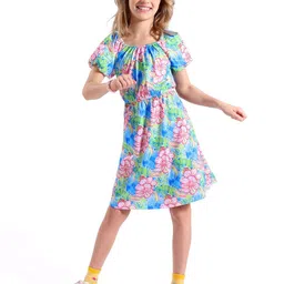 Hola Bonita Girls Floral Print A-Line Dress-picture-55
