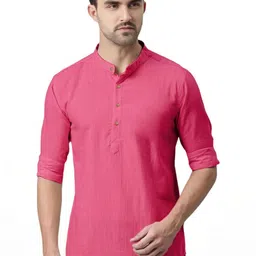 BHUVIKOO Men Pink Kurtas-image-90