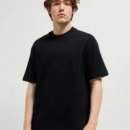 Mast & Harbour Black Drop-Shoulder Sleeves Anti Odour Pure Cotton Oversized Tshirt-image-105