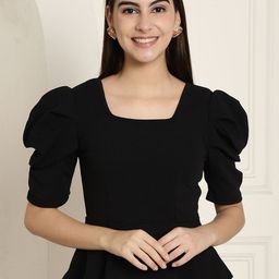 Tromko Puff Sleeve Peplum Top-picture-23